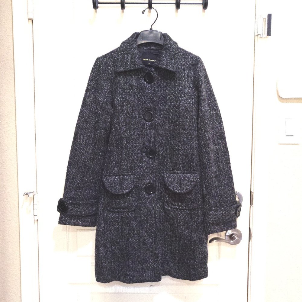 Classical Black Tweed Midi Coat